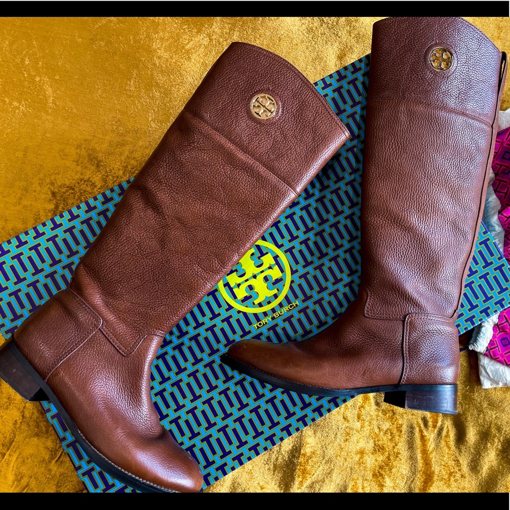 Tory Burch Junction Leather Riding Boots